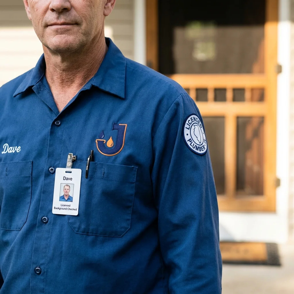Licensed plumber showing ID badge in Idyllwild, CA