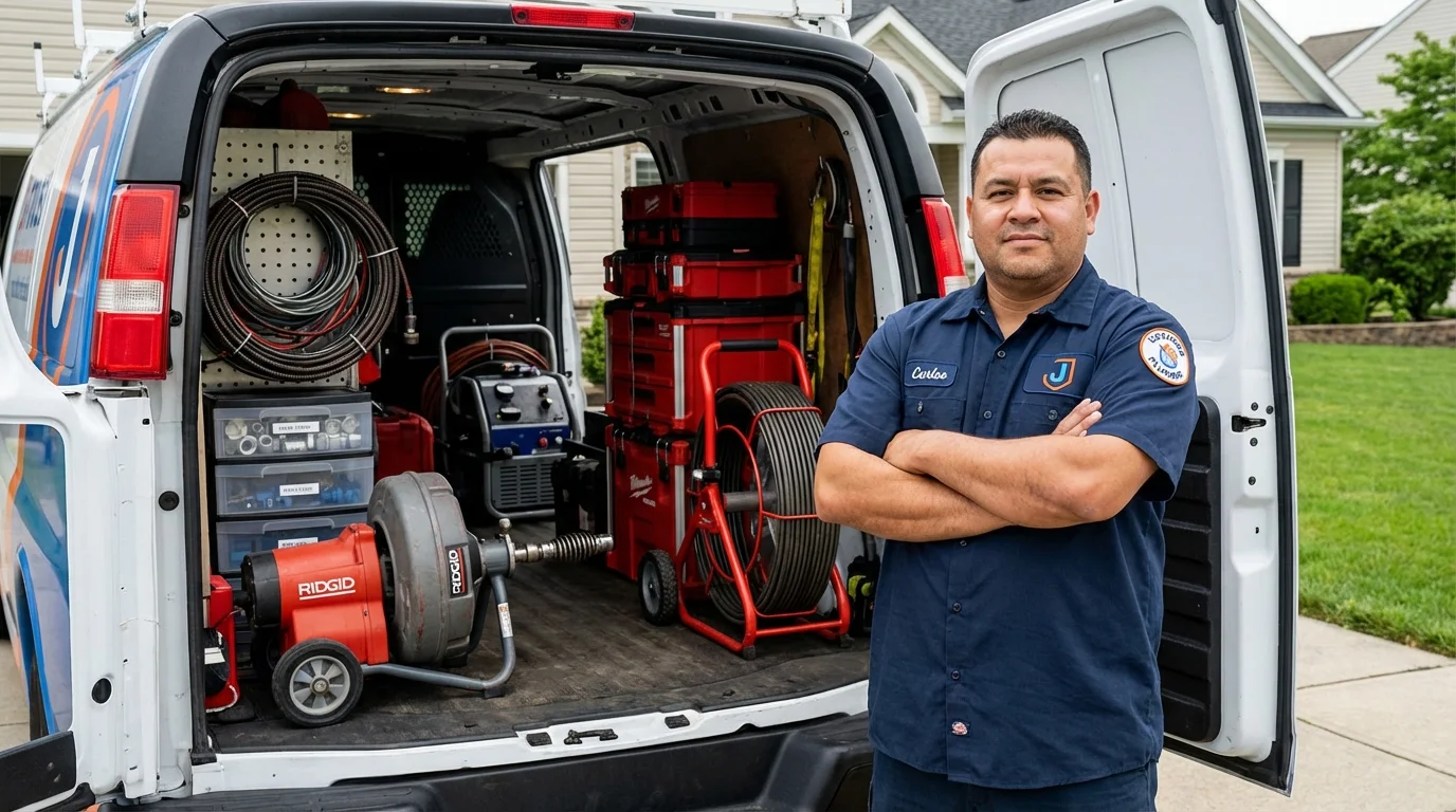 Professional drain cleaning equipment and Johns Plumbing LLC plumber in Idyllwild