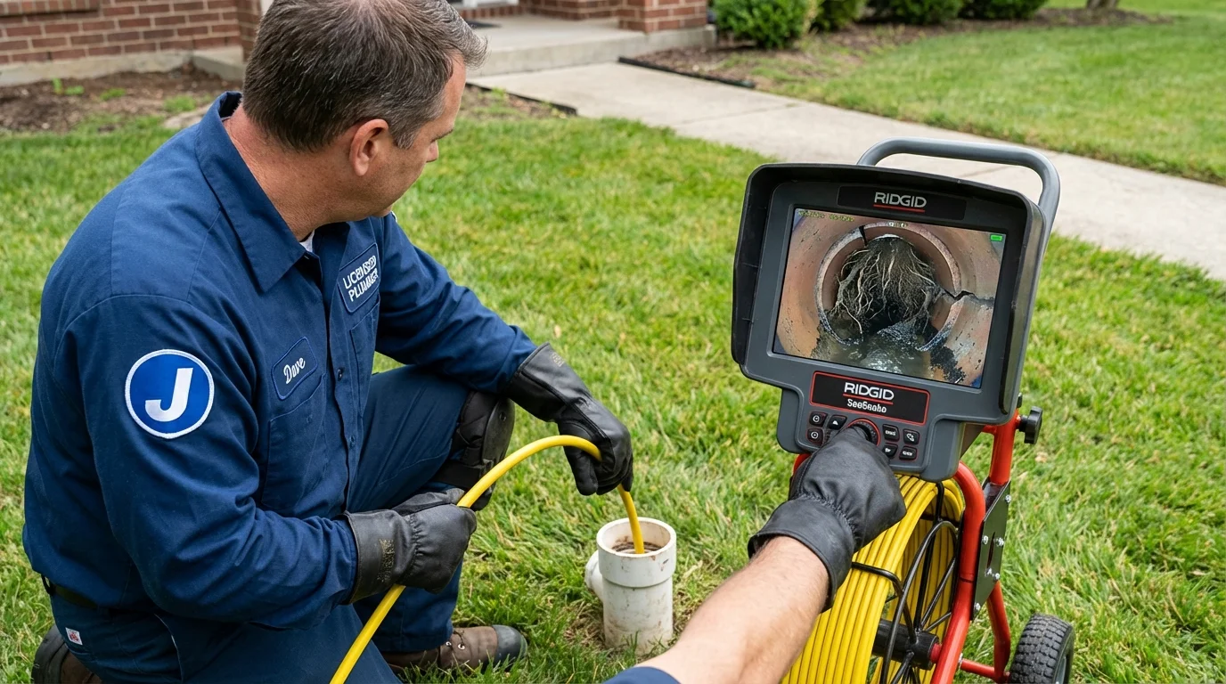 Sewer camera inspection being performed by Johns Plumbing LLC in Idyllwild