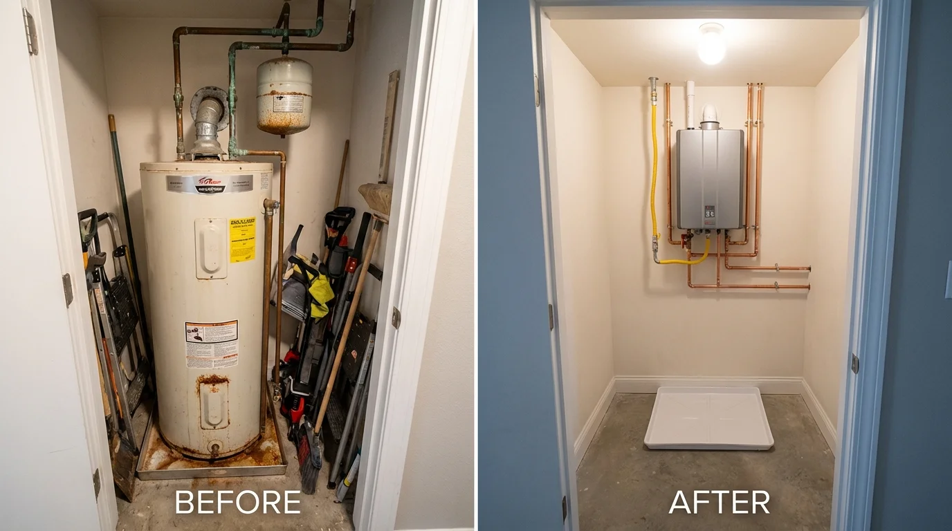 Tank water heater versus wall-mounted tankless unit comparison for Idyllwild, CA homeowners